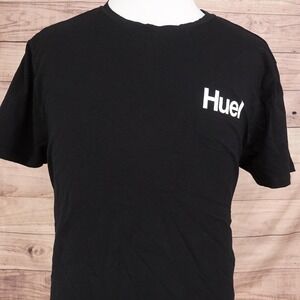 Huel Shirt Mens 2XL Black Short Sleeve Logo Basic Back Print Tee T-Shirt